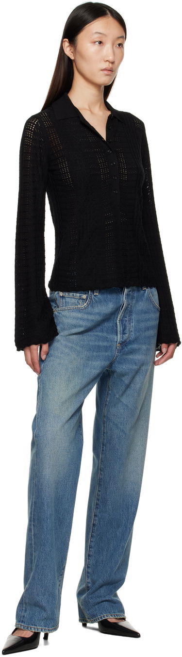 Polo tričko Loulou de Saison Loulou de Saison Tiha Knit Polo Čierna | TIHA, 3