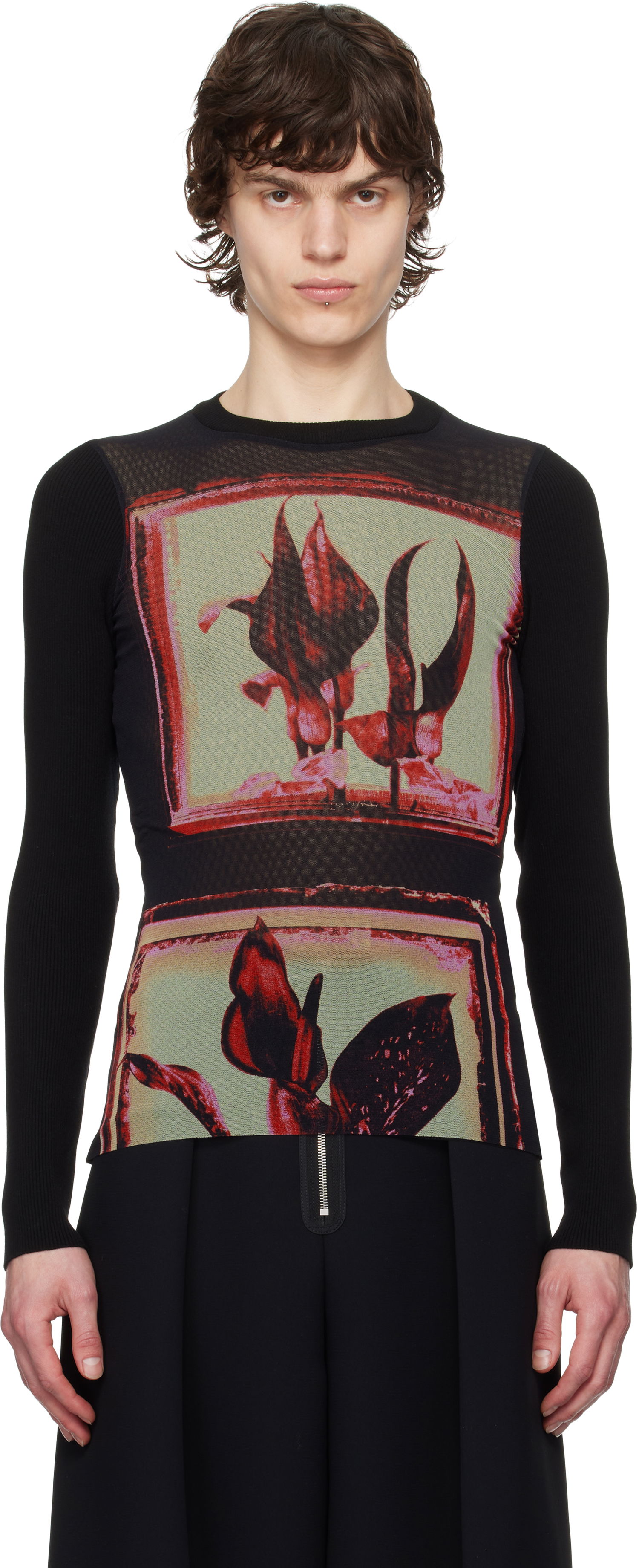 Sveter Jean Paul Gaultier Jean Paul Gaultier Flowers Cadres Long Sleeve T-Shirt Čierna | 25/33-F-TO259-T579-002142, 0