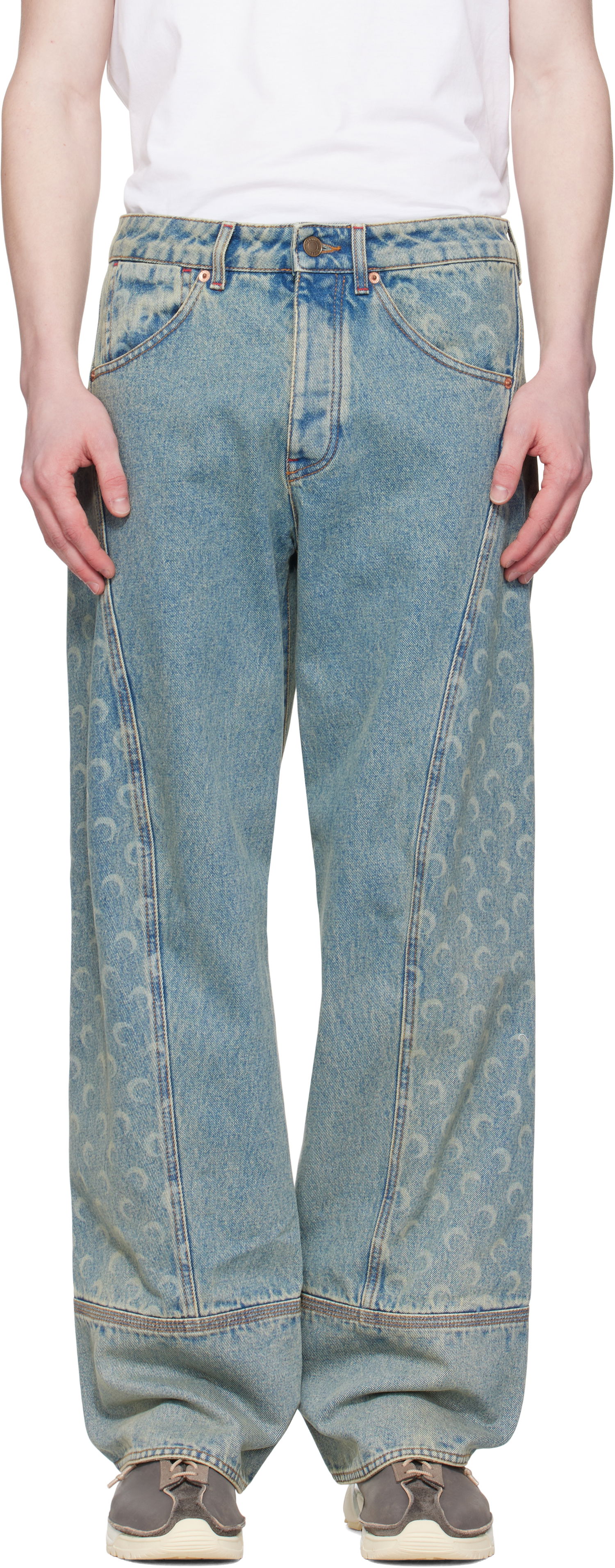 Džínsy Marine Serre Marine Serre Moon Laser Curved Jeans Modrá | MPA055A CDEN0003, 0