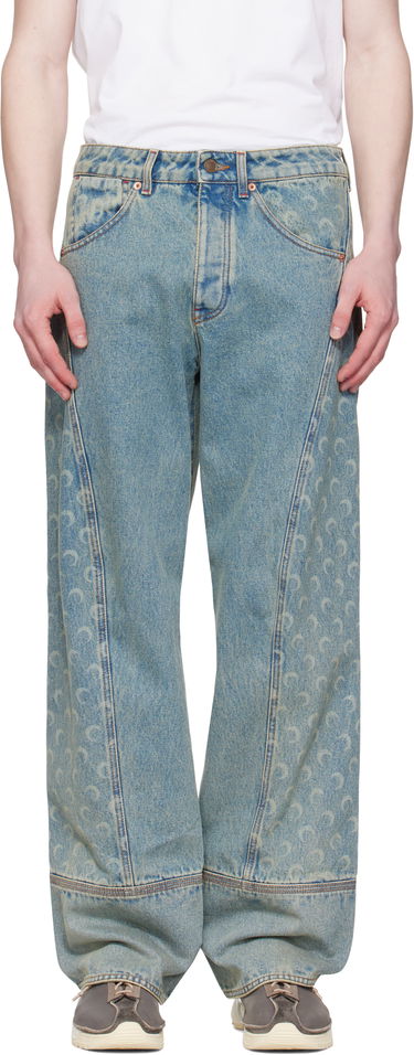 Džínsy Marine Serre Marine Serre Moon Laser Curved Jeans Modrá | MPA055A CDEN0003, 0