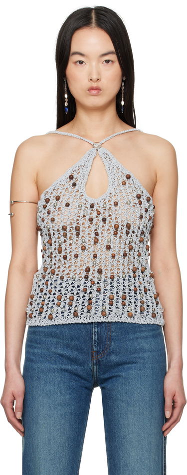 Tielko Coperni Coperni Beaded Knitted Tank Top Šedá | COPML132Y3013, 0