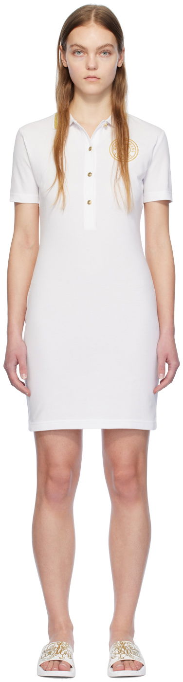 Tričko Versace Jeans Couture White Appliqué Minidress Biela | E76HAOT03_ECJ01T