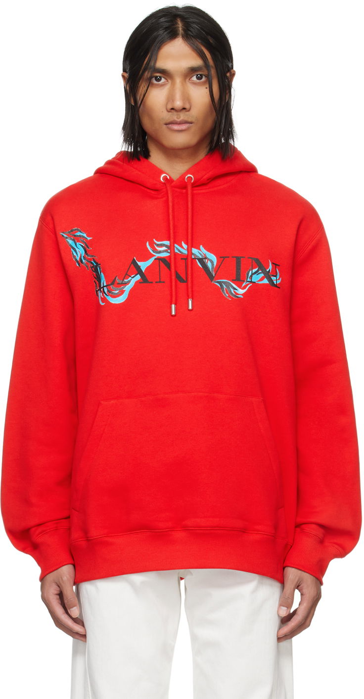 Mikina LANVIN Printed Hoodie Červená | RU-HO0009-J109-P24, 0