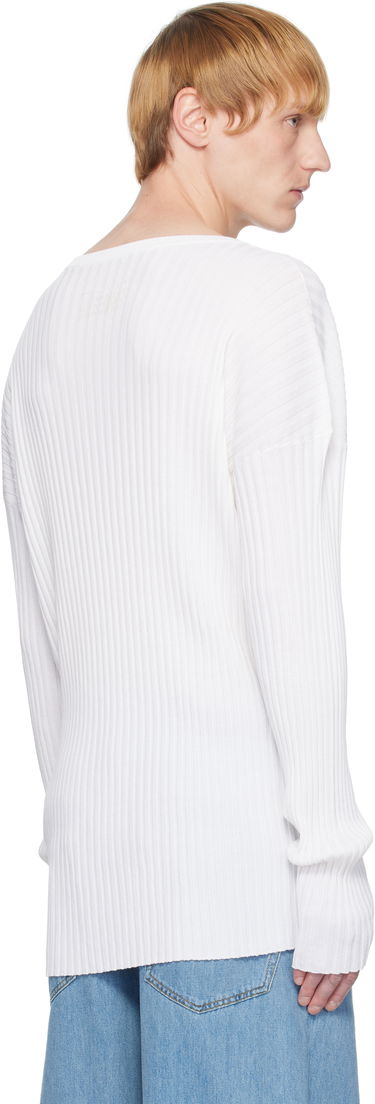 Sveter Maison Margiela MM6 Maison Margiela Rib-Knit Sweater Biela | SH2HL0020 M13125, 2