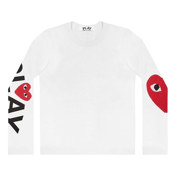 Tričko Comme des Garçons PLAY Long Sleeve T-Shirt With Large Logo Biela | AZ-T258-051
