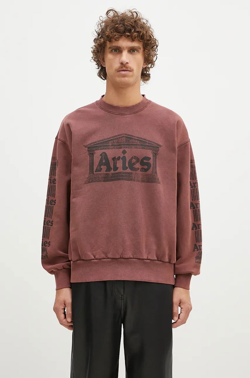 Mikina Aries Aged Ancient Column Sweatshirt With Print Červená | AR2003302