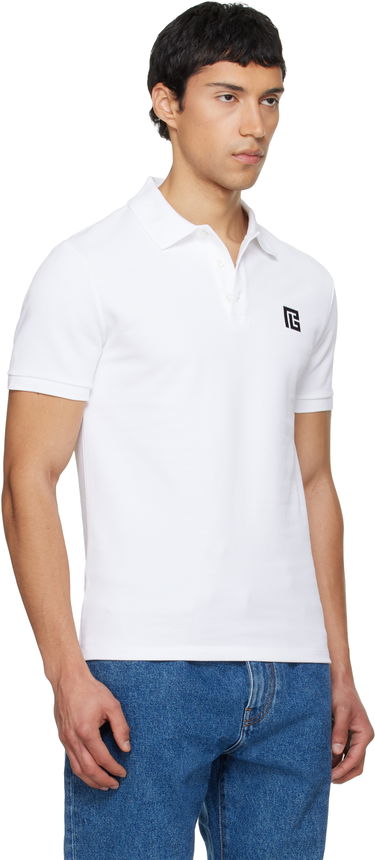 Polo tričko Balmain Embroidered Cotton Polo Biela | GH1GB085BC87, 1