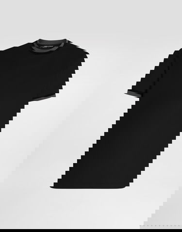 Tričko Dolce & Gabbana Dolce & Gabbana Jersey T-Shirt with Contrast Trim Čierna | G8SW4THU7VEN0000, 0