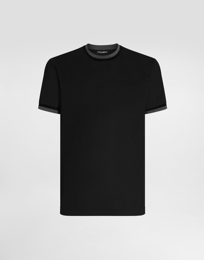 Tričko Dolce & Gabbana Dolce & Gabbana Jersey T-Shirt with Contrast Trim Čierna | G8SW4THU7VEN0000