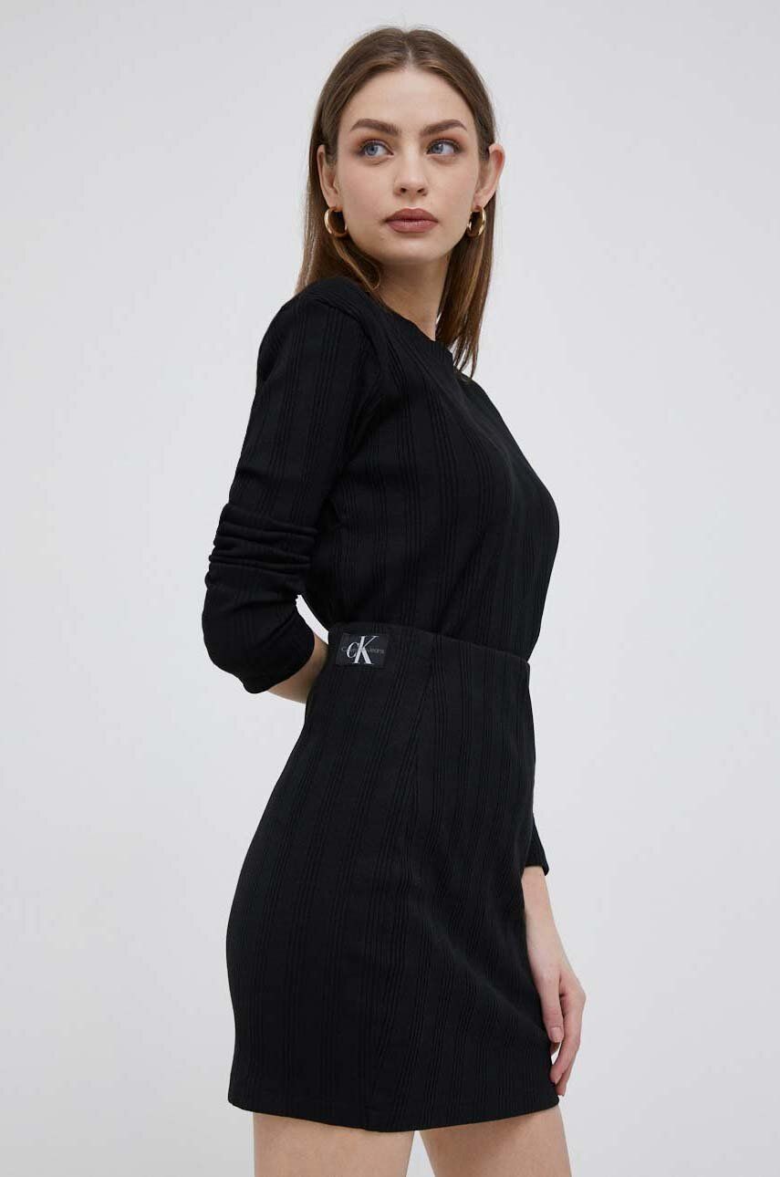 Sukňa CALVIN KLEIN Cotton Stretch Side Button Skirt Čierna | J20J221439, 0