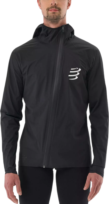 Vetrovka Compressport Hurricane Waterproof 10/10 Hooded Jacket Čierna | am00009b-990, 0