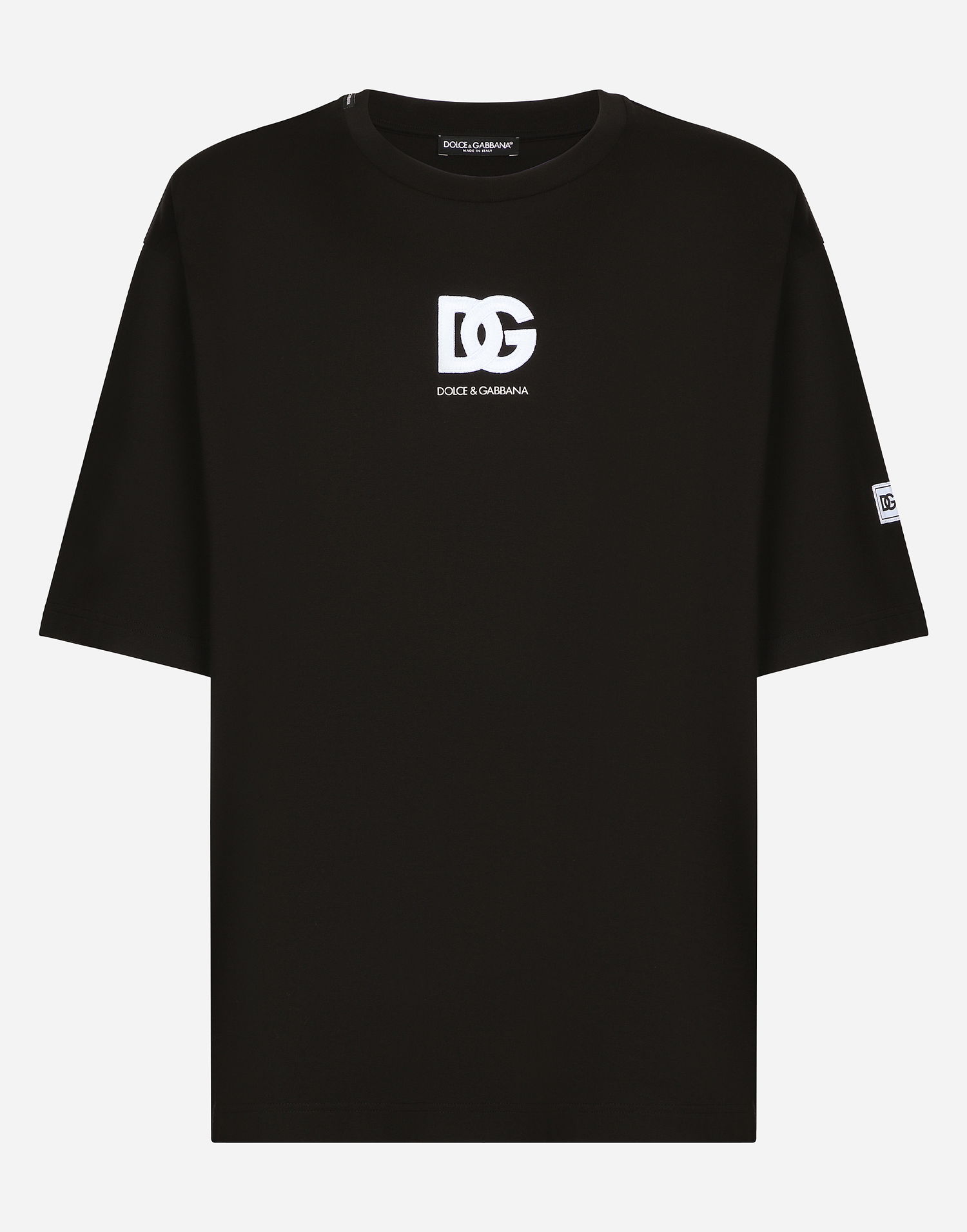 Tričko Dolce & Gabbana Short-sleeved T-shirt With Dg Logo Patch Čierna | G8PN9ZG7M2FN0000, 0