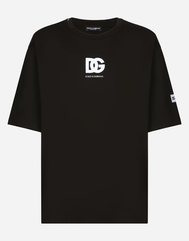 Tričko Dolce & Gabbana Short-sleeved T-shirt With Dg Logo Patch Čierna | G8PN9ZG7M2FN0000, 0