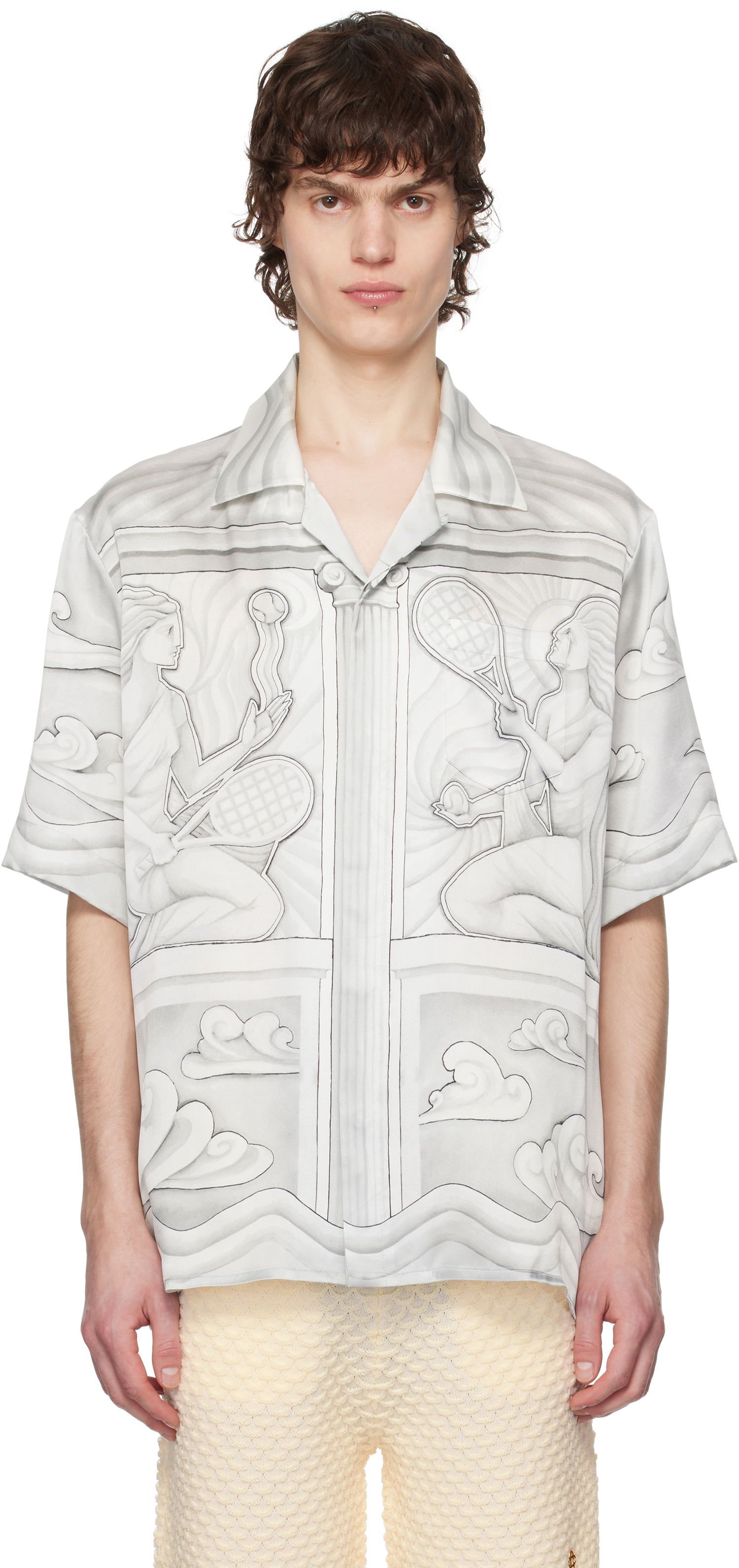 Košeľa Casablanca Casablanca Sacred Stone Silk Shirt Biela | U-MPS25-SH-003-07, 0