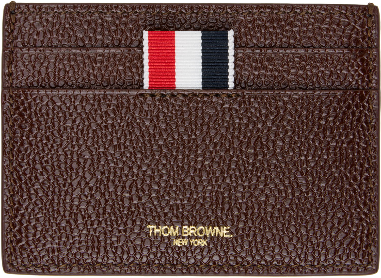 Peňaženka Thom Browne Leather Single Card Holder Hnedá | MAW020L-03542, 0