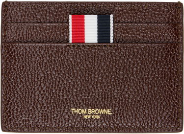 Peňaženka Thom Browne Leather Single Card Holder Hnedá | MAW020L-03542, 0