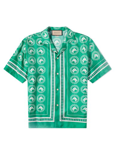 Košeľa Gucci Bowling Aloha Shirt Green Zelené | 740319-ZAM0I-3616