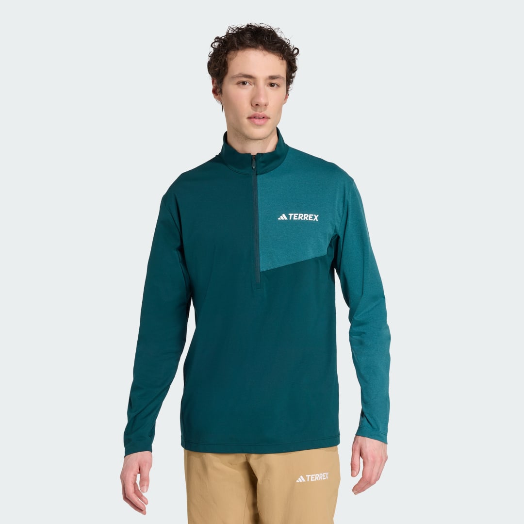 Tričko adidas Performance Terrex Multi Climacool 1/2 Zip Long Sleeve Shirt Zelené | JM7085, 0