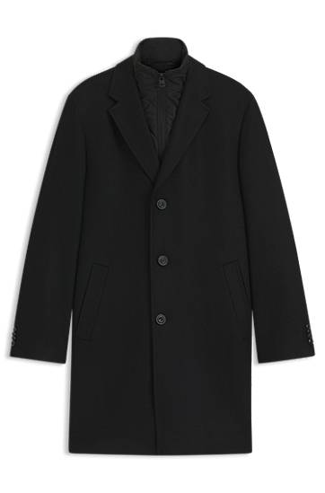Kabáty BOSS Single-breasted wool-blend coat with quilted inner vest Čierna | 50546546