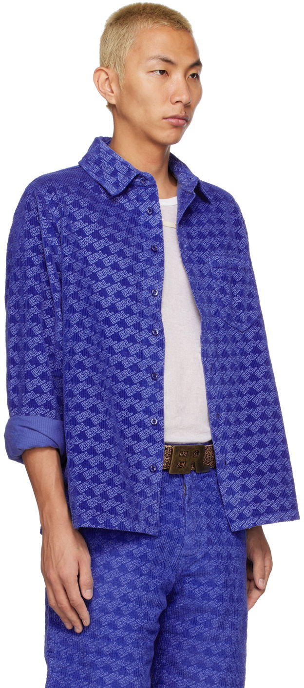Košeľa ERL Printed Corduroy Button-Up Shirt Modrá | ERL05B001, 1