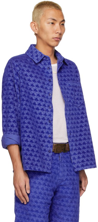 Košeľa ERL Printed Corduroy Button-Up Shirt Modrá | ERL05B001, 1