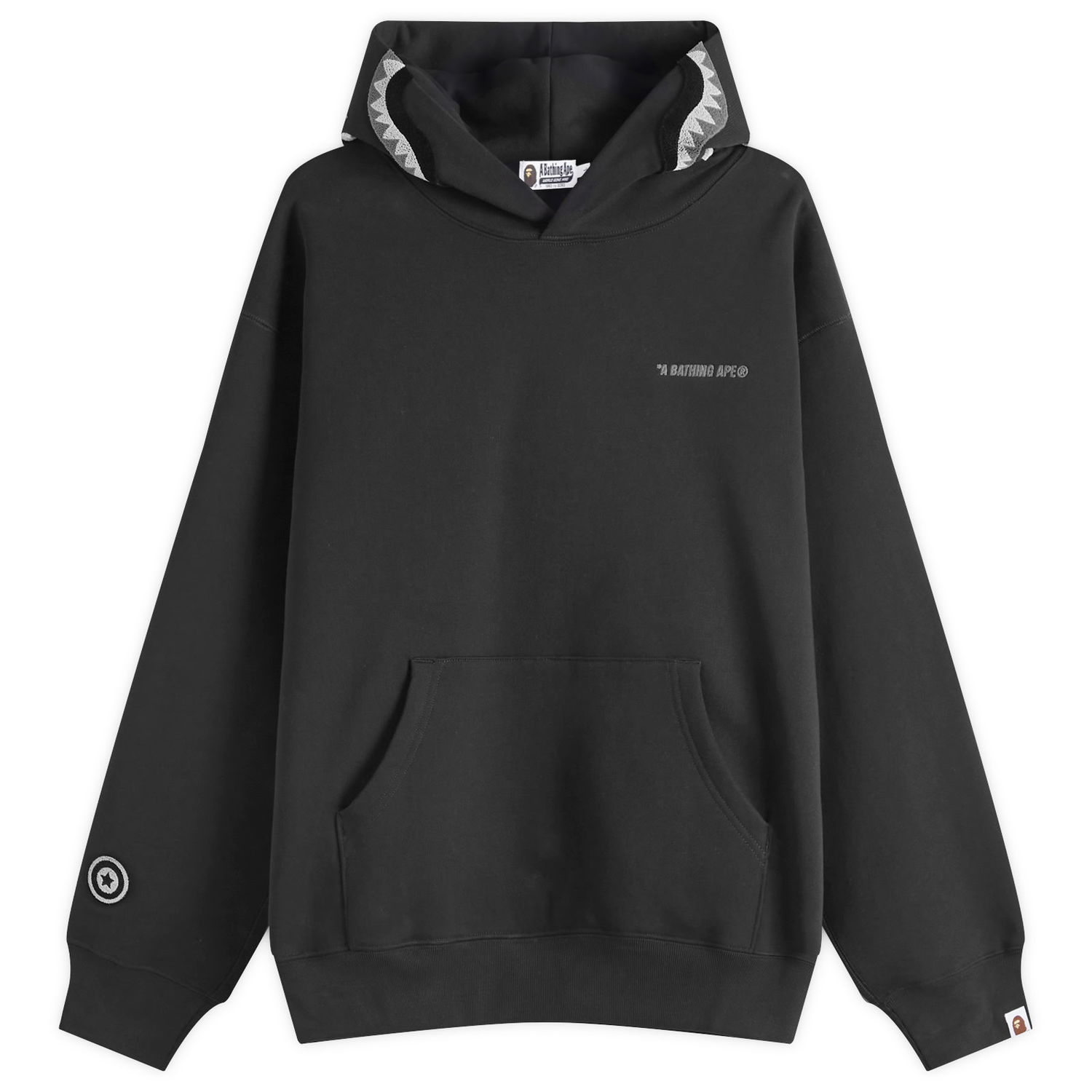 Mikina BAPE Shark Logo Relaxed Fit Pullover Hoodie Čierna | 001PPL301303M-BLK, 0