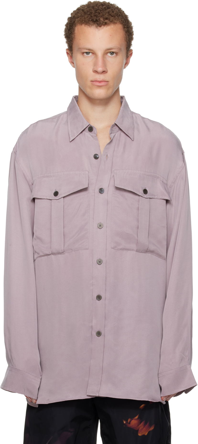 Košeľa Dries Van Noten Oversized Cupro Shirt Fialová | 252-020768-2025