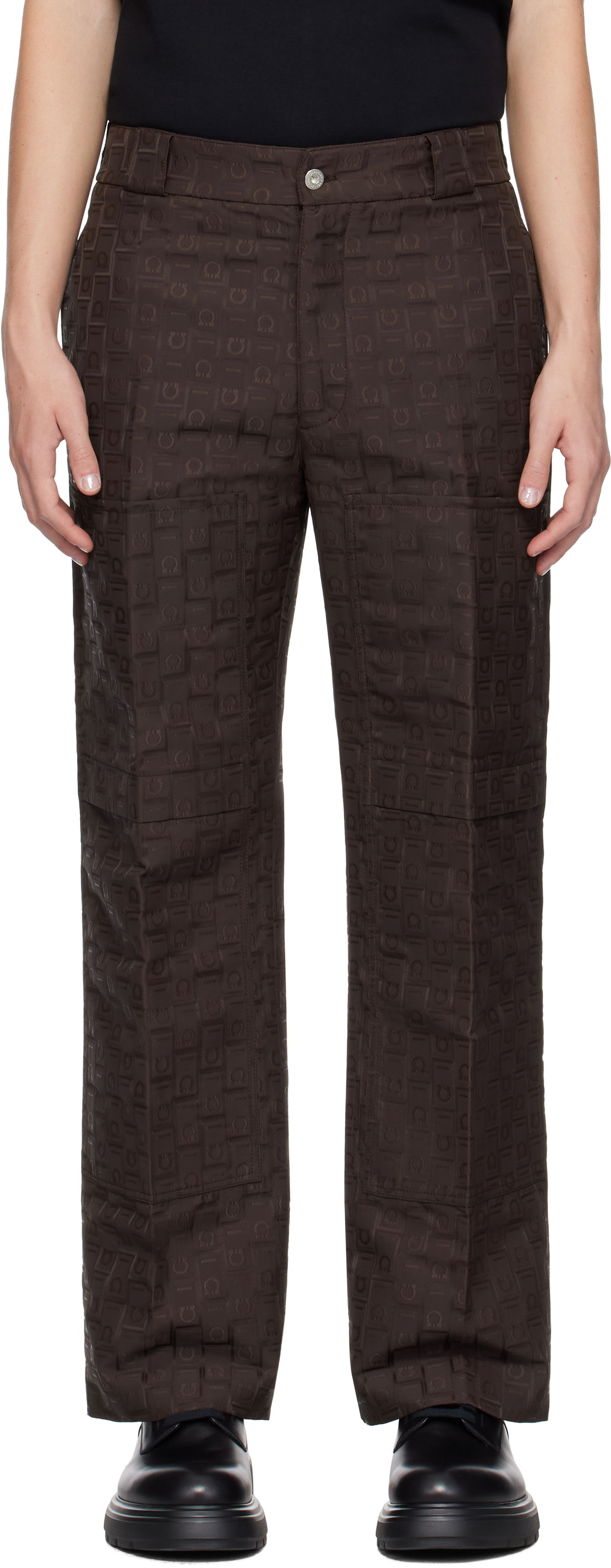 Nohavice FERRAGAMO Monogram Trousers Hnedá | 777844, 0
