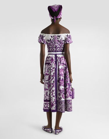 Sukňa Dolce & Gabbana Dolce & Gabbana Majolica Print Pleated Midi Skirt Fialová | F4CULTFI5JGHP5DQ, 2