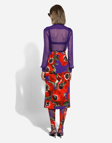 Košeľa Dolce & Gabbana Dolce & Gabbana Chiffon Blouse with Flower Detail Fialová | F5R65TFU1HWFA810, 2