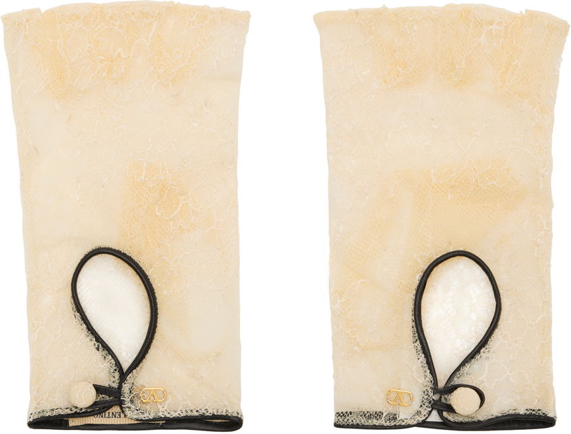 Rukavice Valentino Garavani VLogo Signature Lace Biker Gloves Béžová | 7W2GD00MXQS