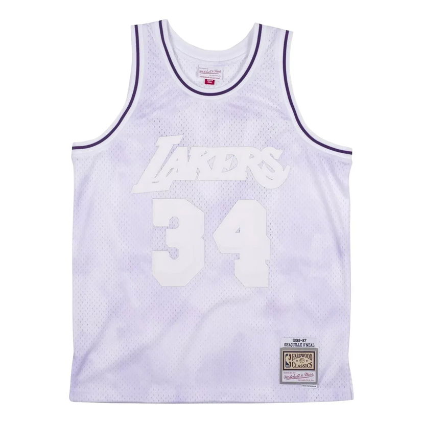 Dres Mitchell & Ness NBA LA Lakers 1996-97 'Shaquille O'Neal 34' Cloudy Skies Swingman Jersey Biela | SMJYBW19061-LALLTPR96SON