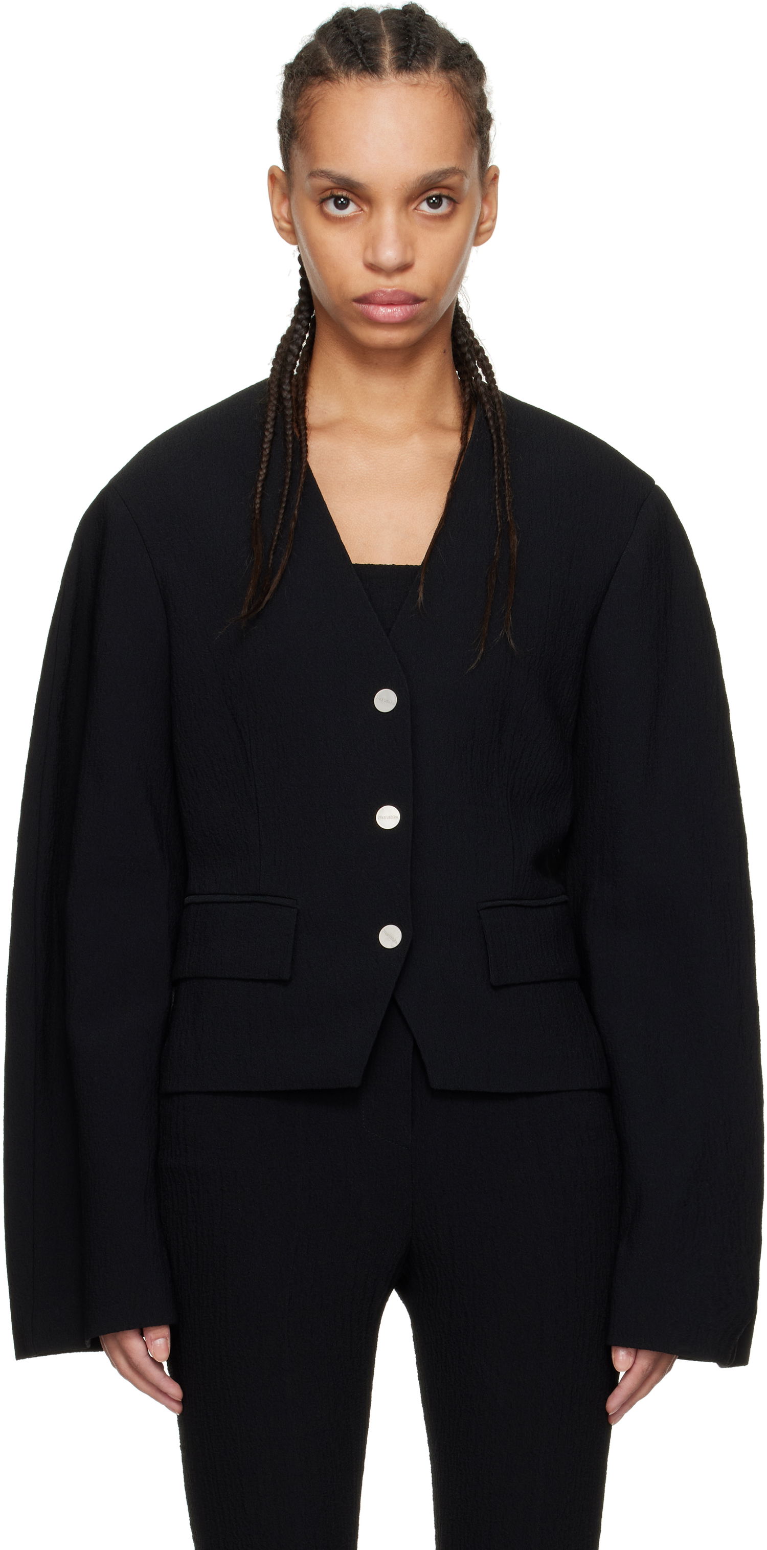 Bunda Nanushka Nanushka Kiyo Seersucker Blazer Čierna | NW25RSOW19999, 0