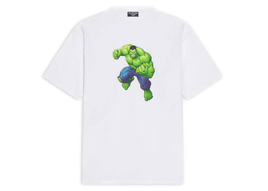 Tričko Balenciaga Hulk 2021 MARVEL Medium Fit T-shirt Biela | 612965TLV599000, 0