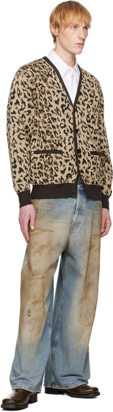 Sveter WACKO MARIA WACKO MARIA Leopard Jacquard Knit Cardigan Béžová | 25SS-WMK-KN14, 3