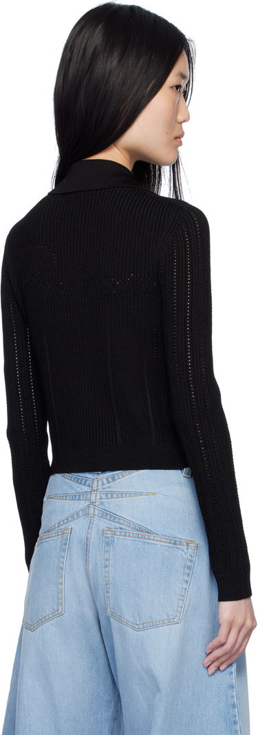 Sveter Balmain Cropped Ribbed Cardigan Čierna | EF1KL150KI10, 2