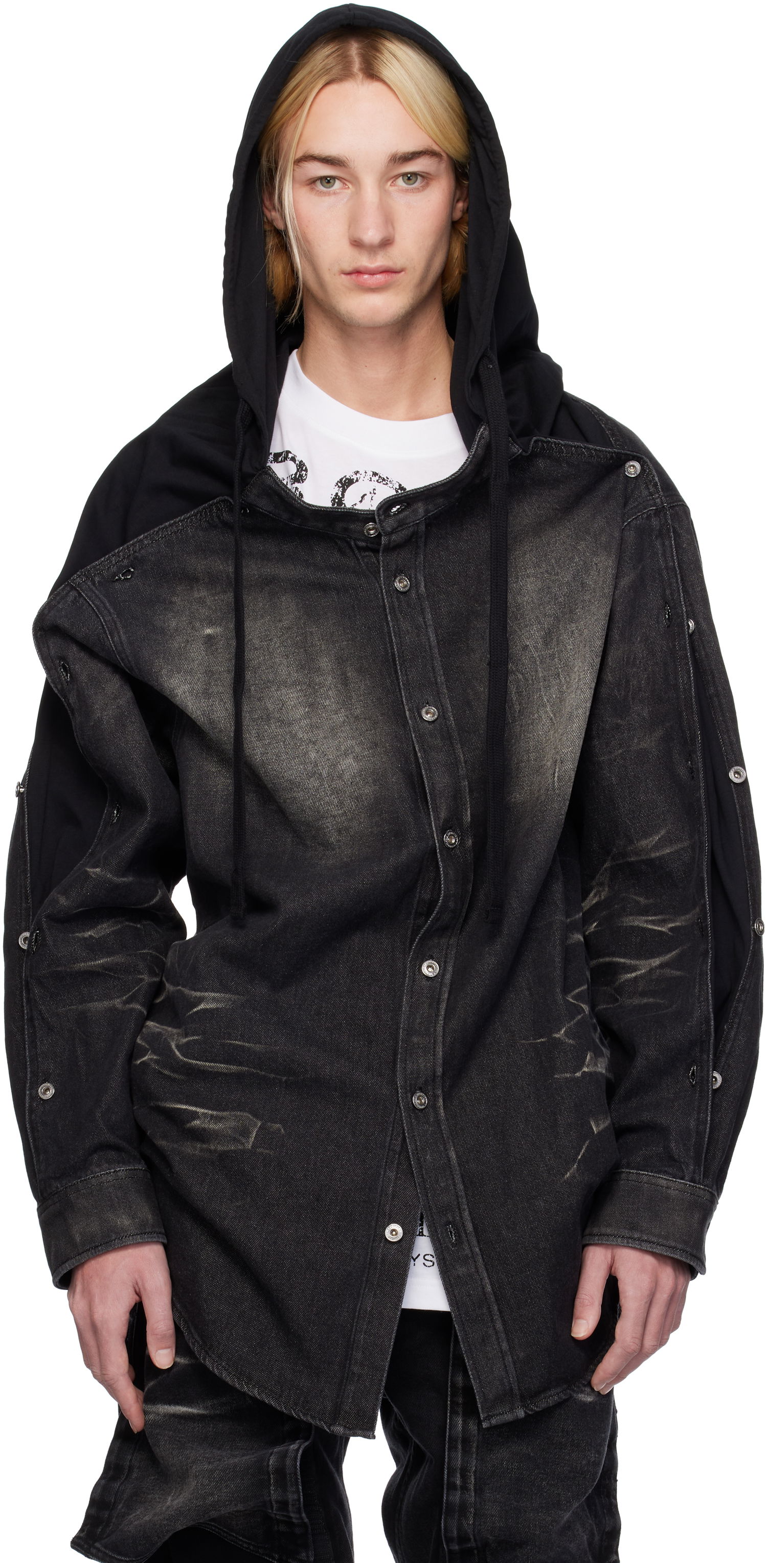 Košeľa Y/PROJECT Insert Hood Denim Shirt Čierna | 207SI005, 0