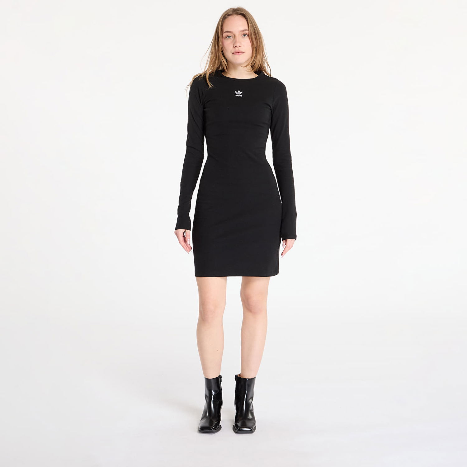 Šaty adidas Originals Essentials Rib Long Sleeve Dress Čierna | IY9657, 0