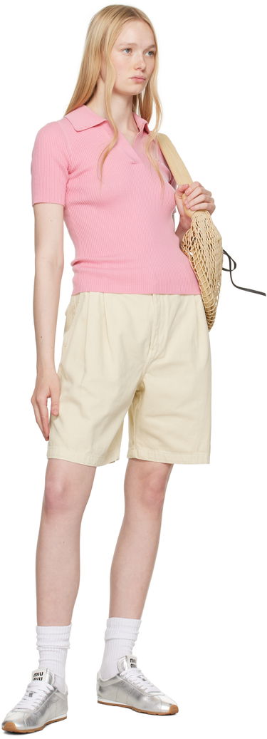 Polo tričko MAISON KITSUNÉ Maison Kitsuné Baby Fox Patch Fine Ribbed Polo Ružová | OW00201KT1091, 3