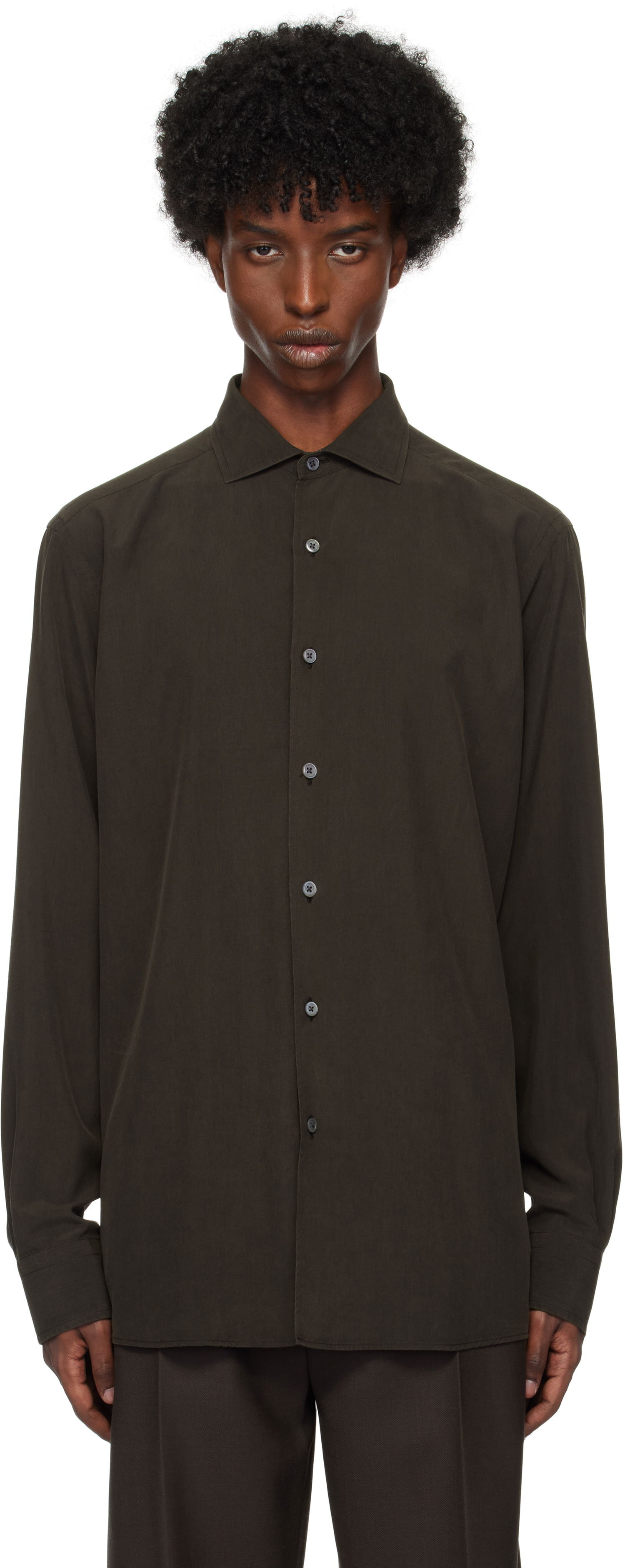 Košeľa ZEGNA Silk Shirt Hnedá | UEX42A8-SLF5, 0