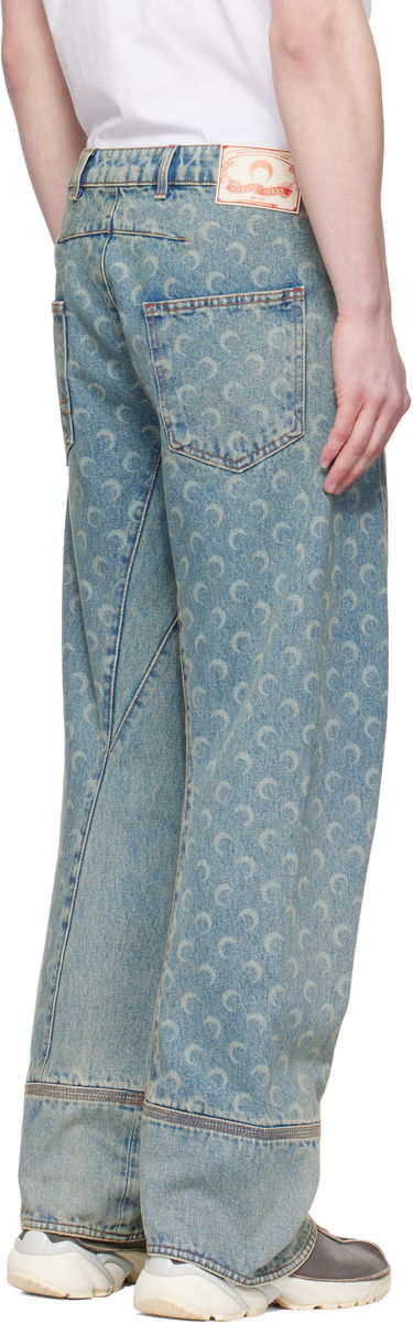 Džínsy Marine Serre Marine Serre Moon Laser Curved Jeans Modrá | MPA055A CDEN0003, 2