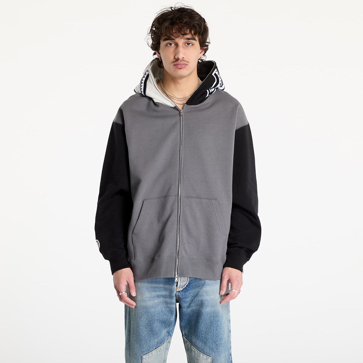 Mikina BAPE Shark Full Zip Hoodie Šedá | 001ZPK701311M BLK, 0