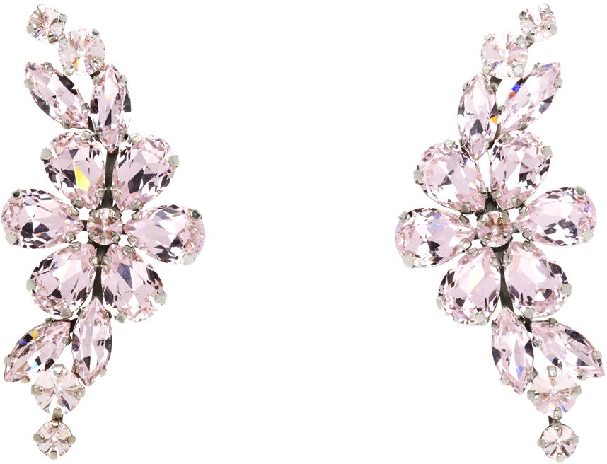 Náušnice Simone Rocha Simone Rocha Floral Crystal Half Moon Earrings Ružová | ERG503 0903, 0