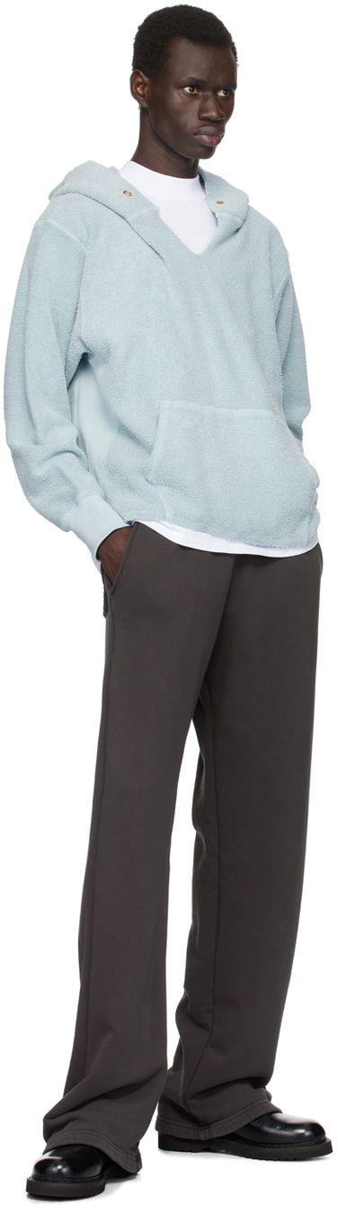 Sveter LES TIEN Les Tien Heavyweight Raw Cropped Hoodie Modrá | CF-1091-IO-PD, 3