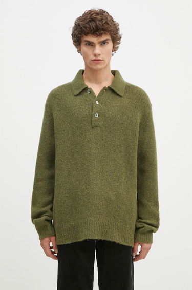 Sveter NORSE PROJECTS Brushed Polo Sweater Zelené | N45.0614.8098, 0