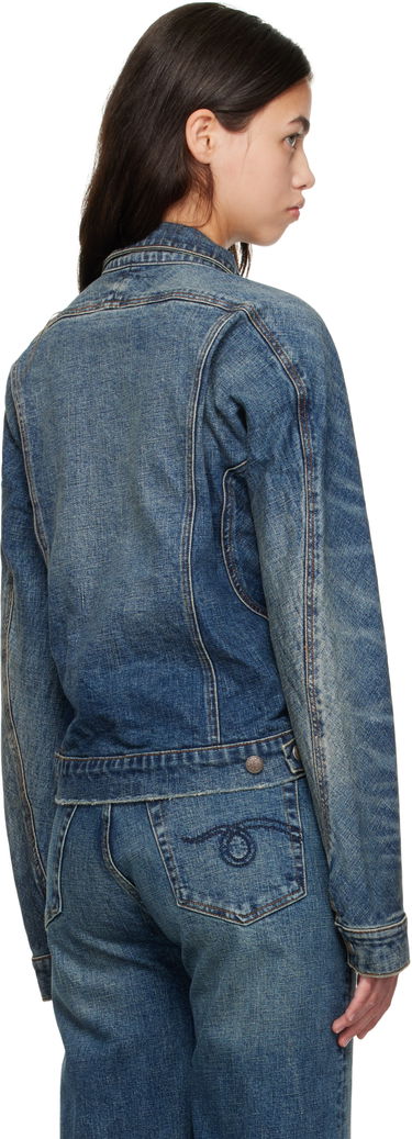 Bunda R13 R13 Skinny Wrap Around Trucker Jacket Modrá | R13WD195-D246A, 2