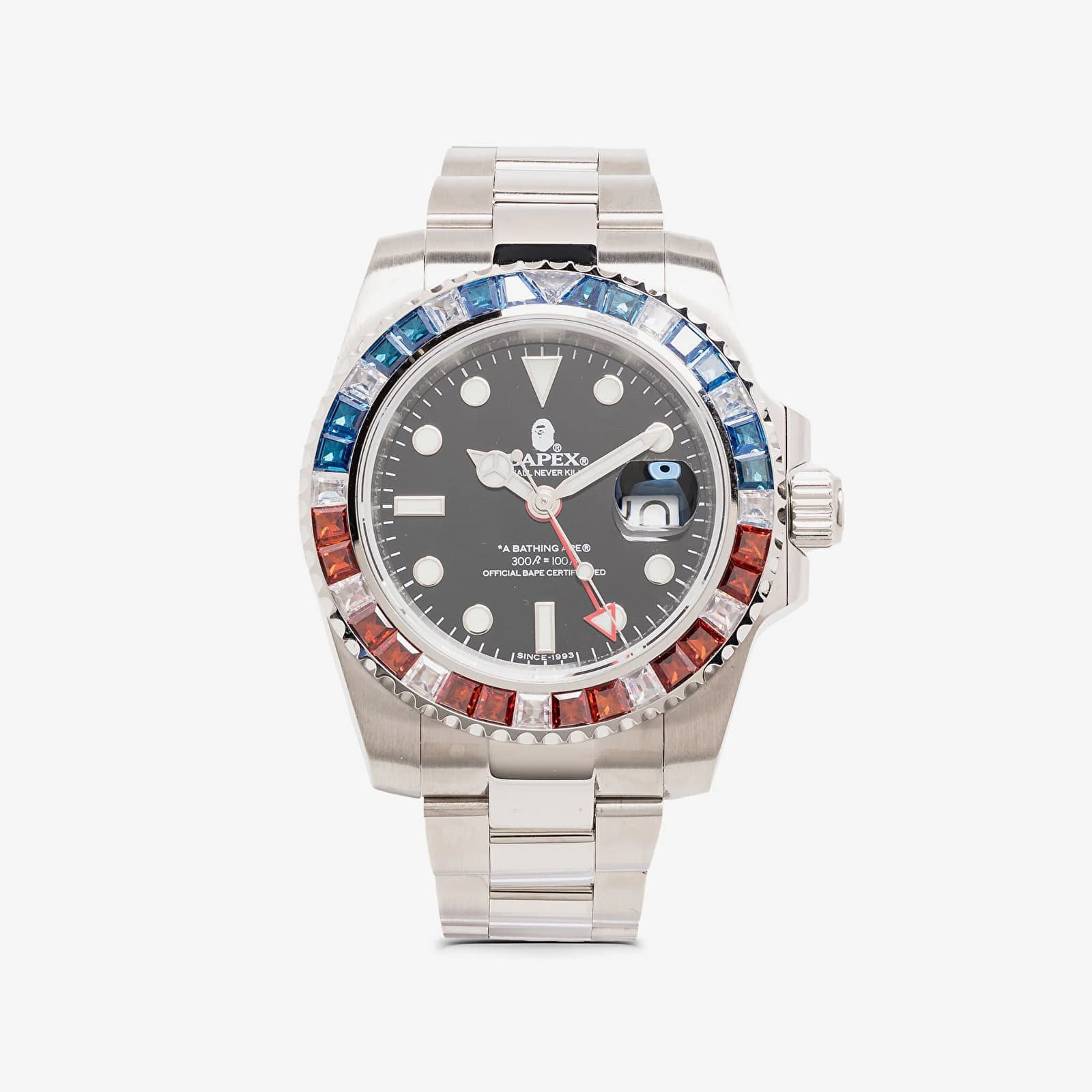 BAPE A BATHING APE Type 2 Bapex Crystal Stone Watches Blue/ Red