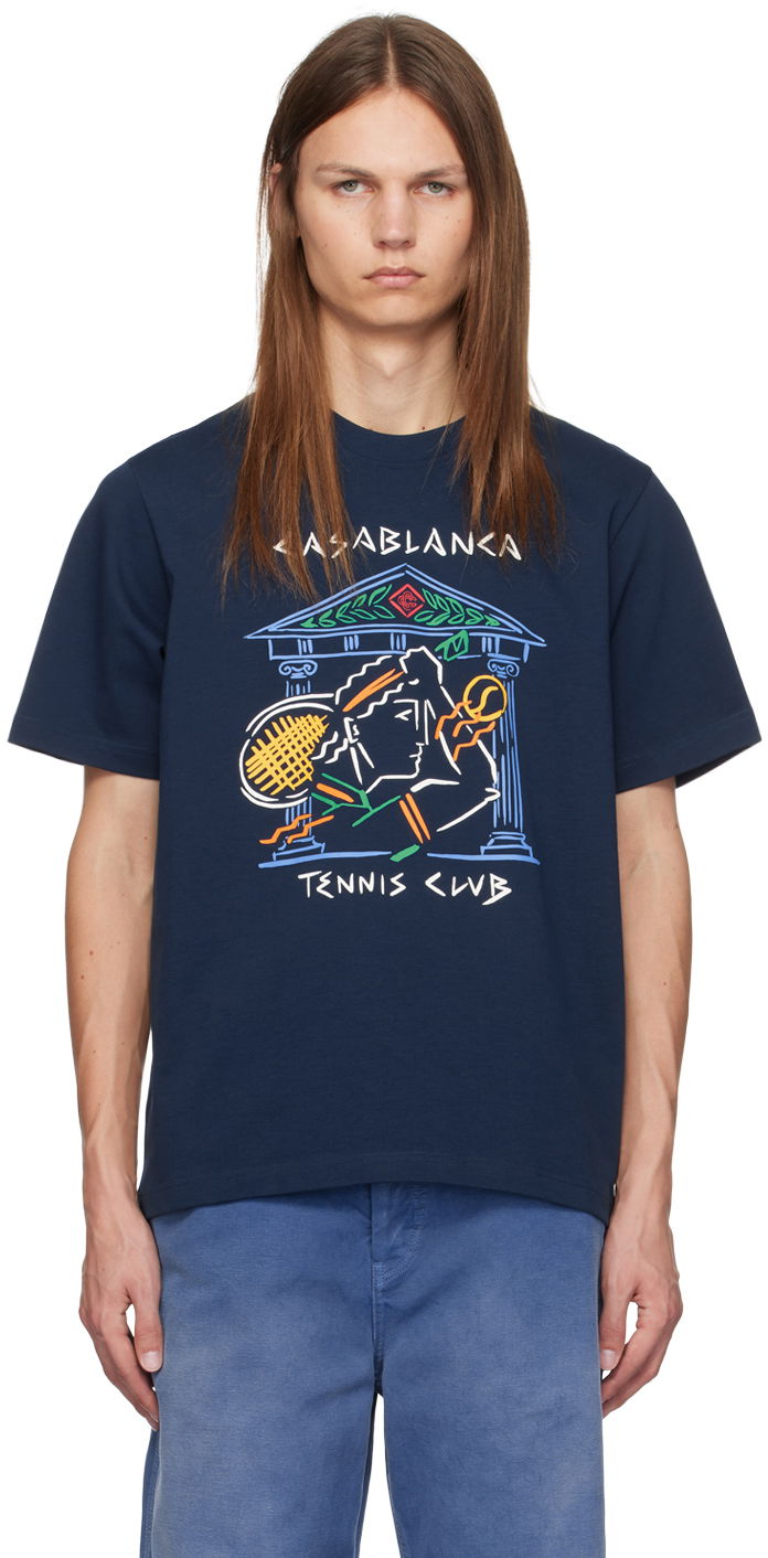 Tričko Casablanca Crayon Temple T-Shirt Modrá | MF24-JTS-001-06, 0