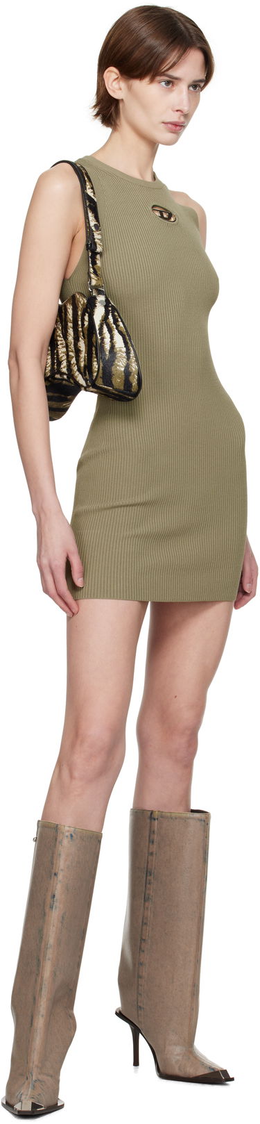 Šaty Diesel Diesel M-Caddix Cutout Ribbed Knit Mini Dress Zelené | A17449 0DLAX, 3