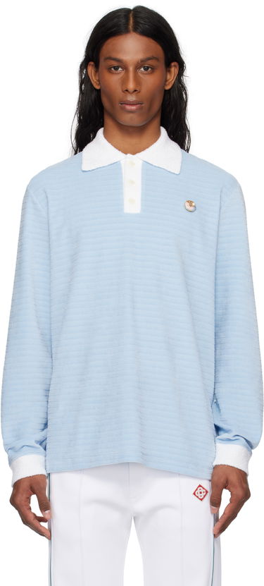 Polo tričko Casablanca Casablanca Velour Stripe Polo Modrá | MS25-JTP-339-01, 0
